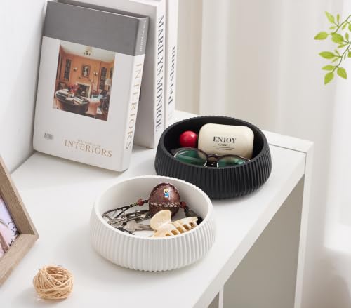 7" Modern Key Bowl for Entryway Table - Small Decorative Bowl - Ivory White - color: Ivory White