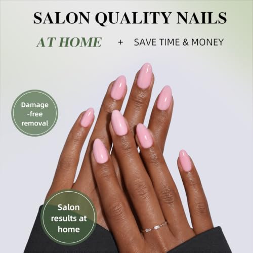Nude Pink Press On Nails Almond - Light Pink Nails Fake Nails - color: 1F - Blush Peach