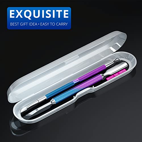 2PCS Blue Purple Mermaid Cuticle Pusher Tool and Scraper Nail Pusher - color: Blue Purple Mermaid