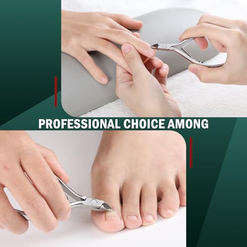 FVION Cuticle Clippers - Precision Cuticle Cutter, Extremely Sharp Cuticle Scissors, Stainless Steel Nail Cuticle Remover, Cuticle Nipper, and Professional Manicure Tool (4mm Jaw) - color: Silver