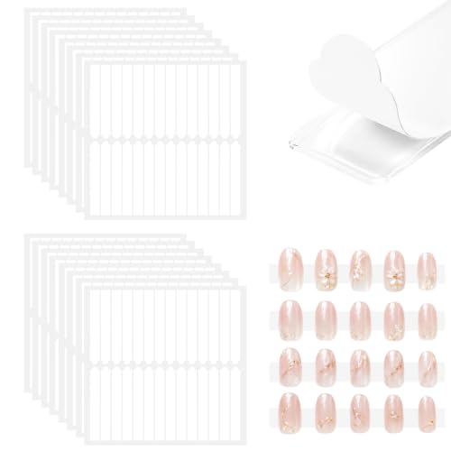 16 Sheets Double Sided Nail Tape for Nail Art, Jelly Nails Adhesive Strips