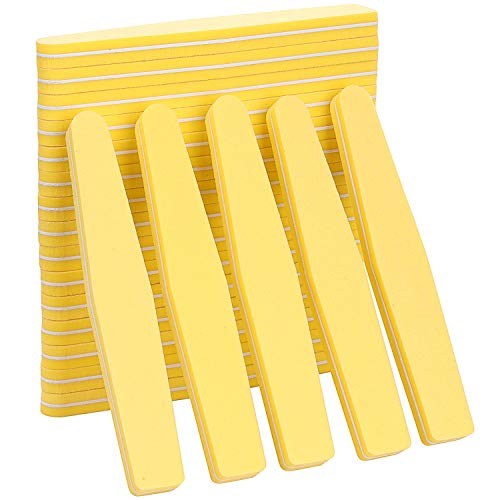 20Pcs Nail Buffer Block Files Sponge Washable Double Sided 100/180 Sanding Buffing File(Yellow) - color: Yellow