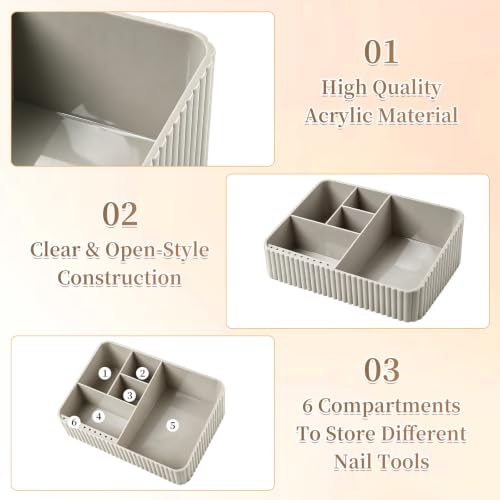 Nail Drill Holder, 10 Holes Nail Drill Machine & Bits Storage Box - color: Grey