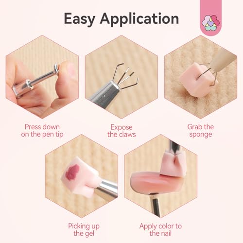 SAVILAND 100PCS Nail Sponges for Ombre: Pink Nail Art Sponges With Grabbing Pen Ombre Nail Sponge Gradient Nail Tools Aura Nails Ombre Nail Brush Professional Home DIY Nail Art Salon - color: 3A-Pink