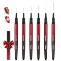 Nail Art Brushes, Nail Liner Brushes, 6Pcs Fine Nail Art Brushes - color: Black