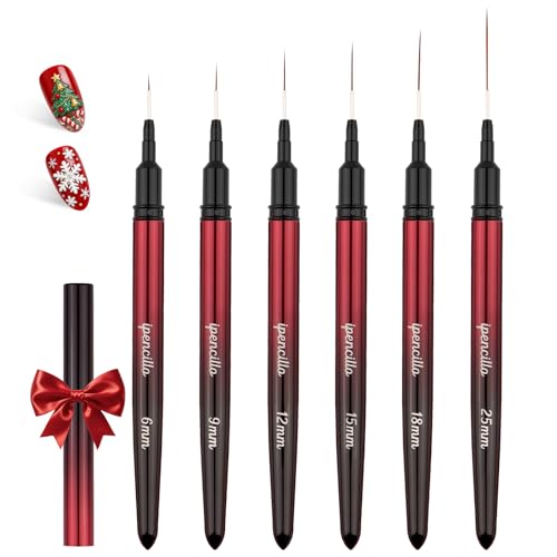 Nail Art Brushes, Nail Liner Brushes, 6Pcs Fine Nail Art Brushes - color: Black
