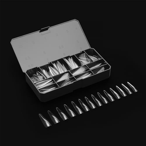 Apres Gel-X Sculpted Box of Nail Tips, 14 Sizes 00-9, Soft Gel Tip Box (210pcs) (Sculpted Stiletto Extra Extra Long, 210)