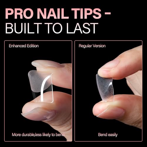AILLSA Medium Square Fake Nail Tips 240Pcs Square Press on Nails Pre-Shaped