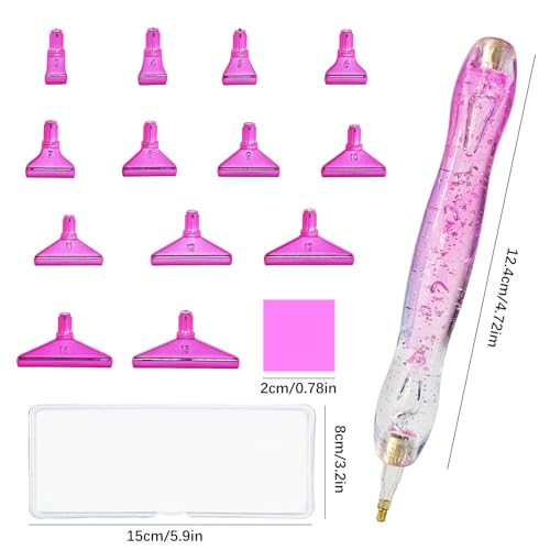 CXJINZE 26 Pcs Plastic 5D Diamond Art Pens Kit with 13 Nibs Stylus Tool - color: Pink