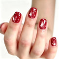 Short Square Press on Nails Polka Dot Fake Nails Red Nails Press Ons - color: Red