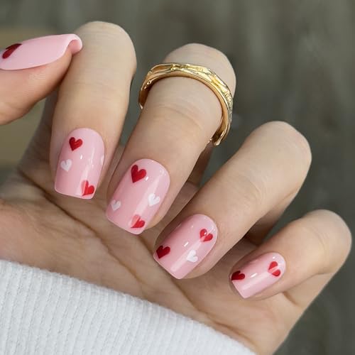 CurvLife Shrot Square Press On Nails, Cupid Touch Red, Soft Gel - color: Cupid Touch