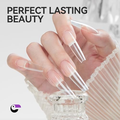 gelike ec Nail Tips for Salon: 100Pcs Coffin 3-in-1 Quick French Matte Tips - color: D-Coffin Dual Forms