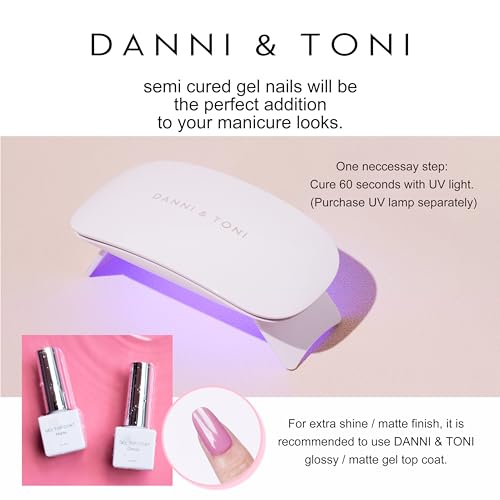DANNI & TONI Semi Cured Gel Nail Strips Pale Pastel Pink Gel Nail Wraps 28 Stickers | Dreamy Blush - color: Dreamy Blush