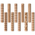 Amrules 10 Pcs Wooden Texture Rollers for Polymer Clay Pottery,Light Yellow - color: Lightyellow-Roller-10Pcs