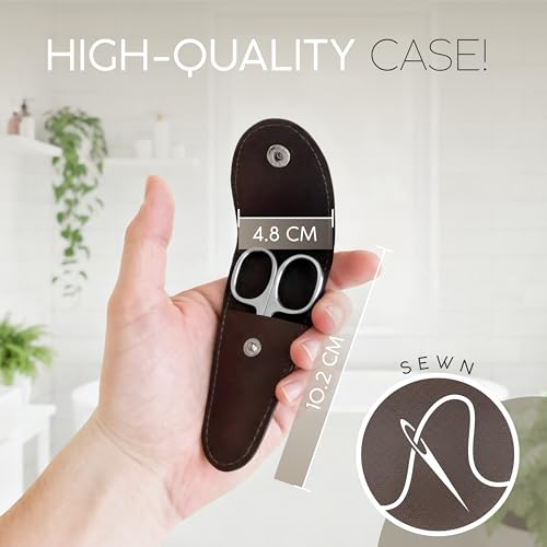 Solingen Nail Scissors Curved Blade – Precision German Steel for Fingernails & Toenails, Manicure & Pedicure, Extra Sharp with Stylish Storage Case - color: Brown Nail