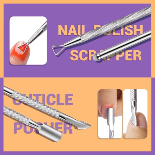 TsMADDTs 12 pcs Nail Soaking Bowl Acetone Gel Polish Remover Kit with 2 pcs Soak Off Bowls for Hands, Cuticle Remover Tools, Cuticle Oil, Files, Buffers, Brush for Nail Care - color: Purple