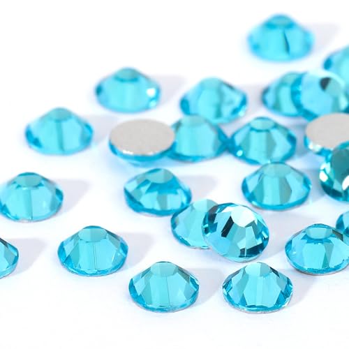 Rhinestones 1440pcs SS12 (3.0-3.2mm) Glass Flatback Crystal Aquamarine - color: Aquamarine, size: SS12/1440pcs
