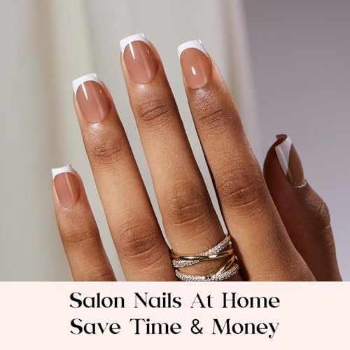 Beetles French Tip Press On Nails - Brown Short Square 150 Pcs - color: 4 - Brown French - S - 01