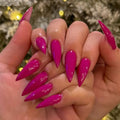 Rose Red Press on Nails Almond Long Glossy Fake Nails for Women - color: 12-Rose Red