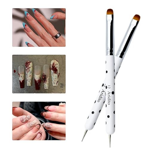 4Pcs Acrylic French Manicure Brushes & Dotting Pens, White - color: White