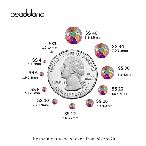 beadsland Flat Back Crystal Rhinestones Round Gems for Nail Art and Craft Glue Fix, CrystalAB (3.9-4.0mm) SS16/1440pcs (Pack of 2) - color: Crystal AB, size: SS16/1440pcs (Pack of 2)