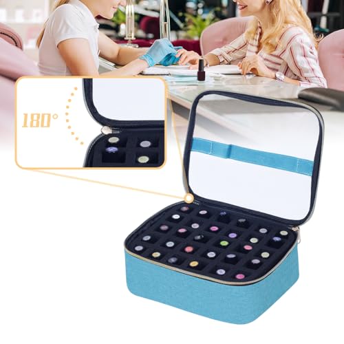 Small Clear Nail Polish Case Holds 30 bottles(15ml-0.5fl.oz) Nail Polish Organizer Multifunctional Nail Polish Bag organizer, Cosmetic Travel Makeup Cases for Women, Green - color: Green 30B, size: 1Pcs-30 bottles