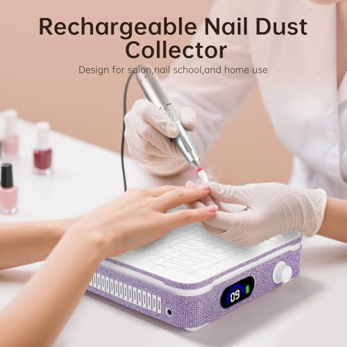 Nail Dust Collector Cordless Dust Collector Nail Tech - color: Purple