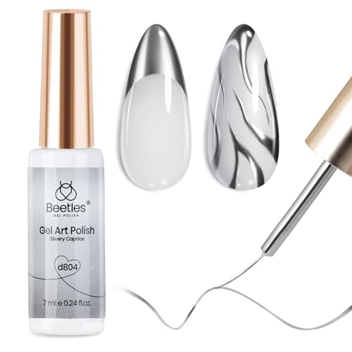 Beetles Metallic Silver Liner Gel Nail Art 7ml French Tip Gel Nail Polish - color: B - Silver-1