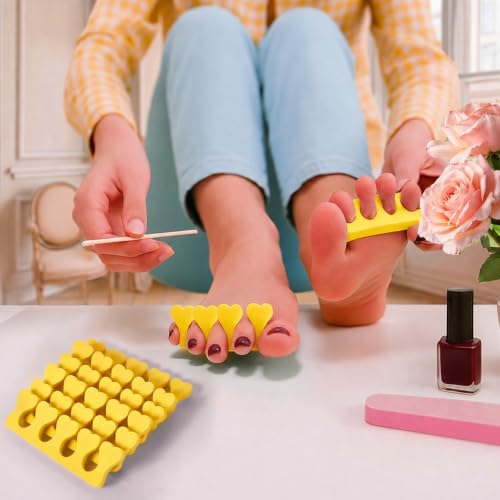 100 Pcs Sponge Toe Separators Soft Finger Separators Premium Pedicure Tool Kit Flexible Toe Divider Spacer for Polishing Pedicure Manicure Coating Nail Art Beauty Accessories (yellow) - color: yellow