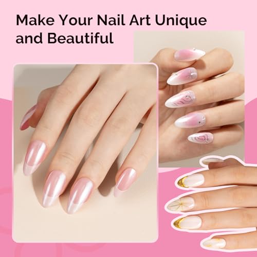 MelodySusie 4Pcs Chrome Nail Powder for Gel Nails - color: White Aurora Gold Silver