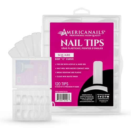 Americanails Nail Tips - Square (Deep "C" Curve) 120ct - color: Square (Deep "C" Curve), size: 120 Nail Tips