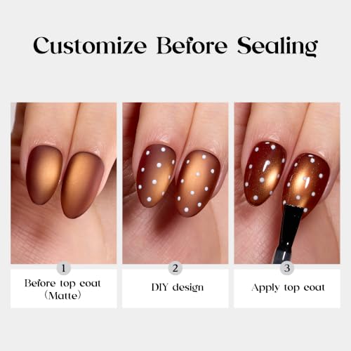 Beetles Brown Cat Eye Press On Nails Short Almond, 96 PCS Nail Tips - color: 0 - Brown CatEye - S
