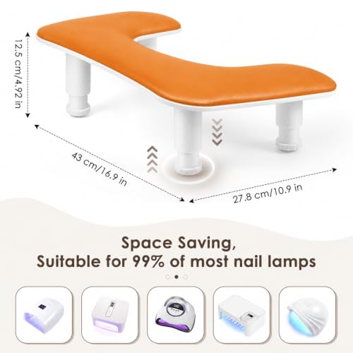 Manicure Arm Rest for Nails Tech: U-shaped Adjustable Nail Armrest - Brown PU Leather Hand Stand Rest for Manicurists - color: Brown-U2
