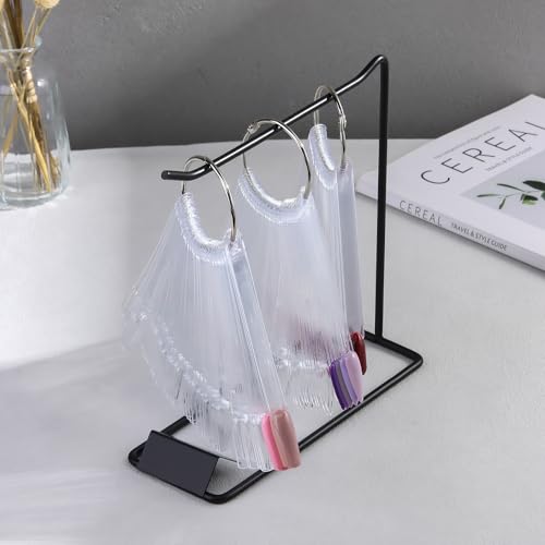 150 Pcs Nail Swatch Sticks with Ring & Nail Art Display Stand, Black Rack - color: Black Shelf 150pcs