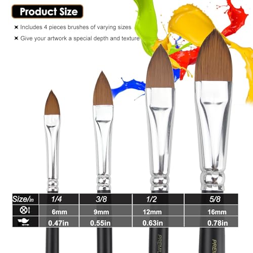 GACDR Cat Tongue Watercolor Brush Set, 4 PCS Oval Wash Brushes