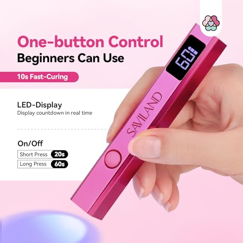 SAVILAND Mini Handheld U V LED Nail Lamp, U V Light for Gel Nails, 12W - color: Bright Pink