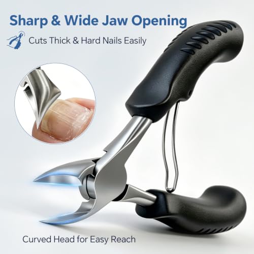 Heavy Duty Toenail Clippers for Men and Women Ingrown Toe Nail Clipper - size: Large (Black)