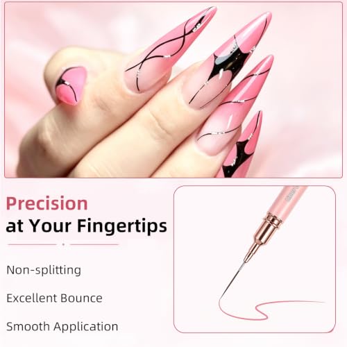 5PCS Nail Art Brushes, Metallic Fine Liner Nail Art Pens for Nail Painting