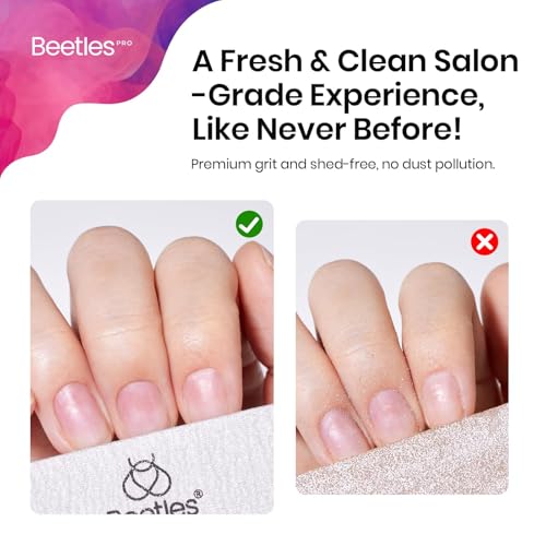 Beetles Pro 25-Pcs Nail File – Professional 100/180 Grit Double Sided - color: B-White-25