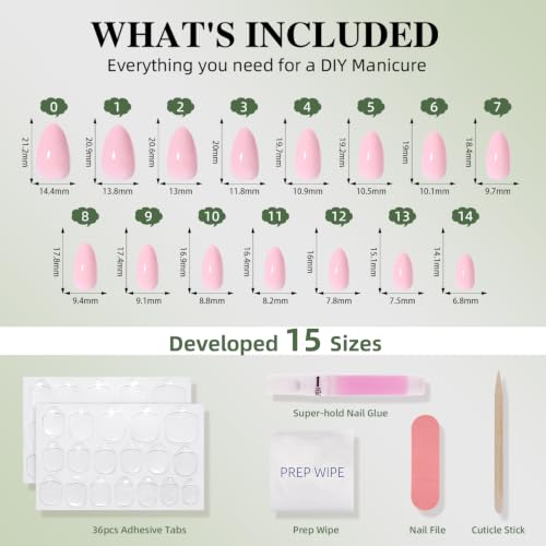 Nude Pink Press On Nails Almond - Light Pink Nails Fake Nails - color: 1F - Blush Peach