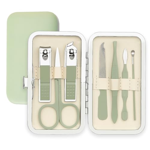 Manicure Set, Nail Clipper Kit, Nail Clipper Set, Nail Care Kit, 8 In 1 Professional Manicure Kit Personal Care, Stainless Steel Facial Pedicure Care Tools, Grooming Kit for Women Men, Green - color: Green