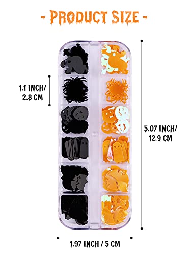 EBANKU Halloween Nail Glitter Sequins Halloween Confetti Pumpkin Ghost - color: Halloween - 3P A