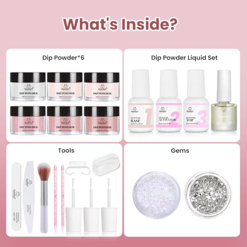 Beetles Jelly Dip Powder Nail Kit, 6 Colors Dip Nails Powder Starter Kit - color: 6 Colors x 10g | Nude Layers
