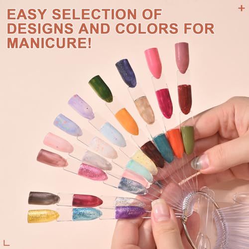 450 Tips Nail Swatch Sticks with Metal Ring Fan-shaped Display - color: Clear - 450Tips