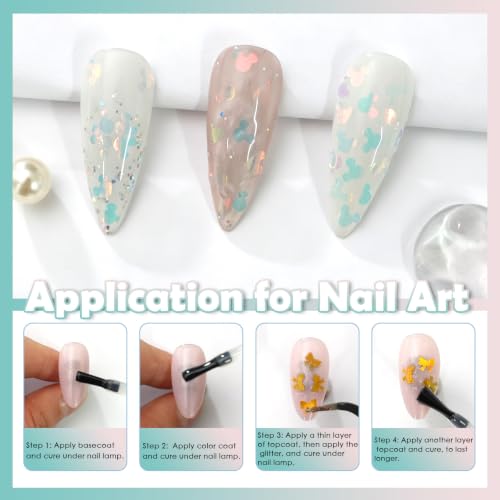 Laza 2.5g Chunky Glitter Mickey Mouse Shaped Confetti Nail Sequins - color: Mint Peach Pink