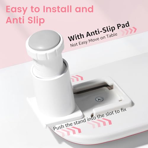 Big Arm Rest for Nails Tech, Height Adjustable, U-Shaped, Pink - color: 2nd Gen Pink