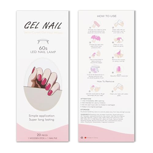 JMEOWIO Semi Cured Gel Strips Nail Art Sticker Wrap Red - color: Red