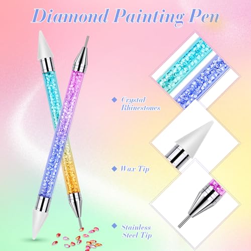 Tatuo 2 Pcs Rhinestone Picker Tool Kit with 2 Wax Head, Light Gradient - color: Light Gradient Color