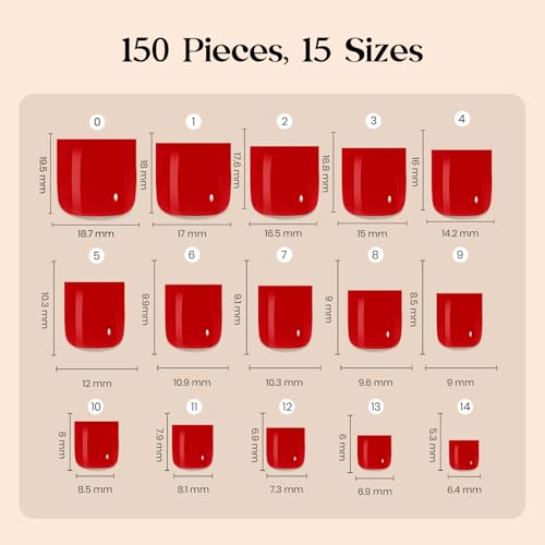 Beetles Red Press On Toenails - Cherry Rouge, Short Square 150 Pcs - color: 3 - Red Solid - Short