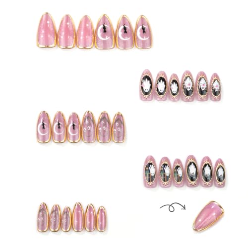 Halloween Press On Nails Medium Almond Fake Nails With Ghost 30Pcs - color: Halloween nails-11